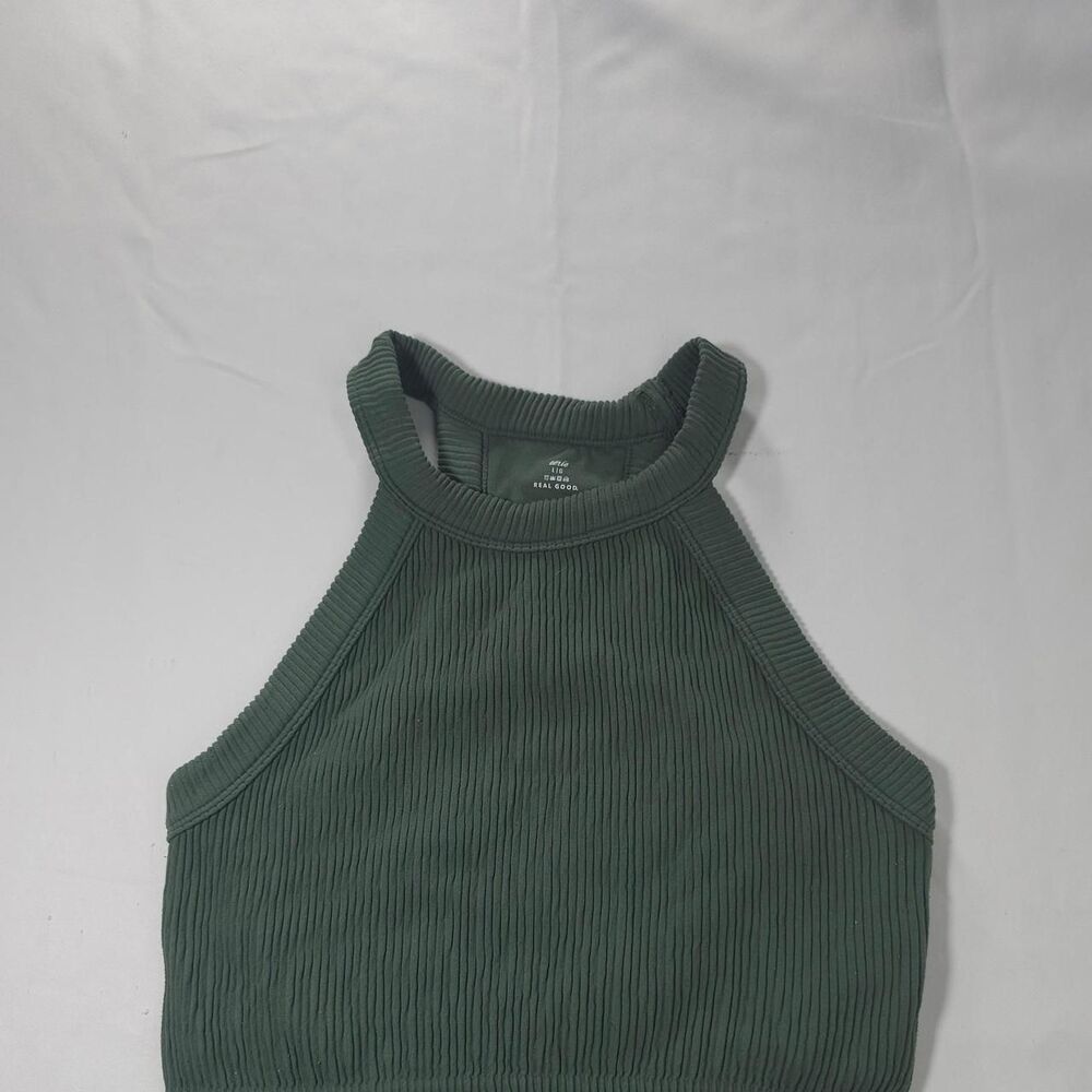 Aerie Women's Green and Khaki Crop-top